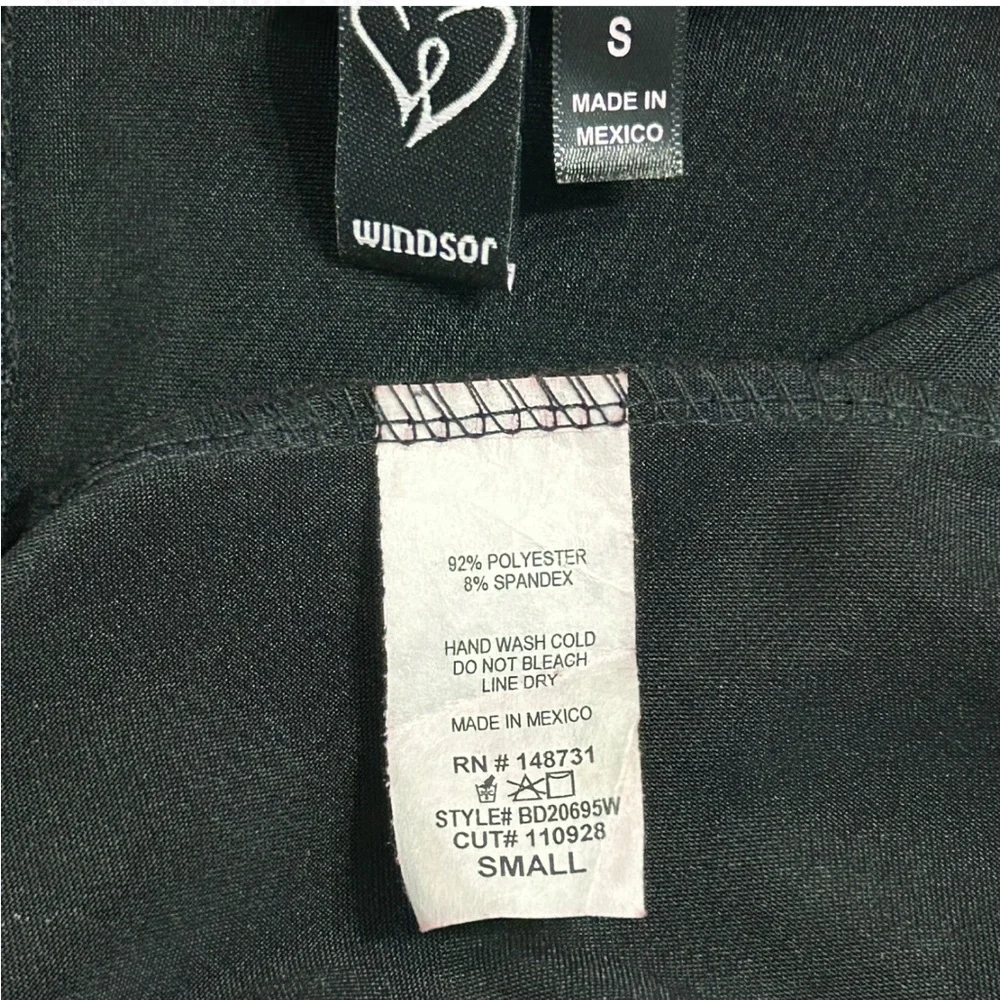 WINDSOR  Black Satin Strapless Mini Dress S, With Elegant Design. Good Condition